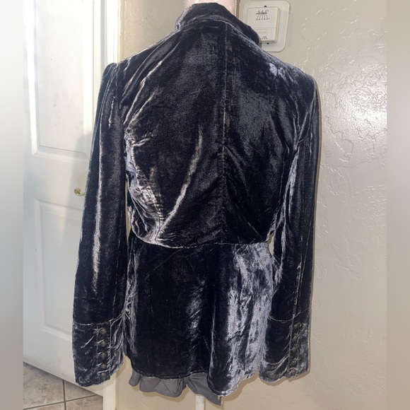 Free People Faye Velvet Jacket Military Style Ebony Grey Color NWT Sz Small - Picture 5 of 7